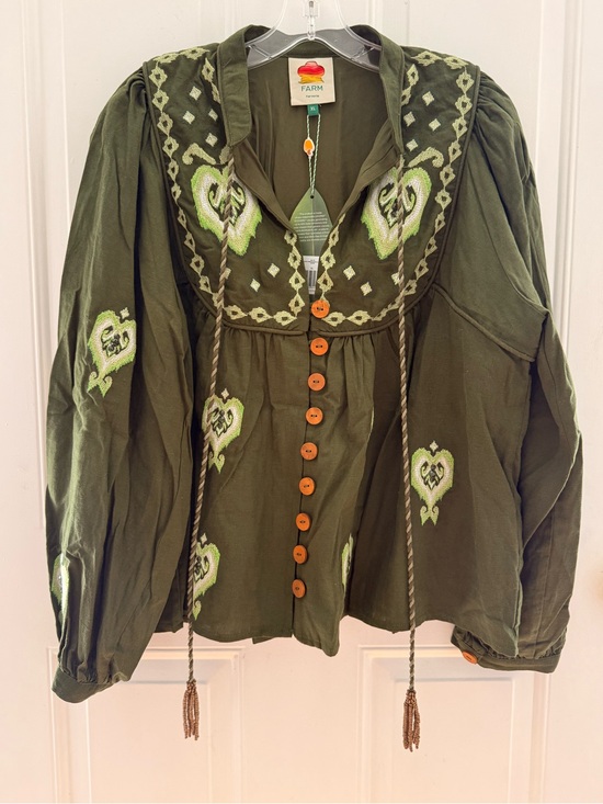 FARM Rio Tops - Farm Rio Embroidered Linen Top - XL